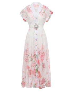 Painting flowers spring and summer long dress