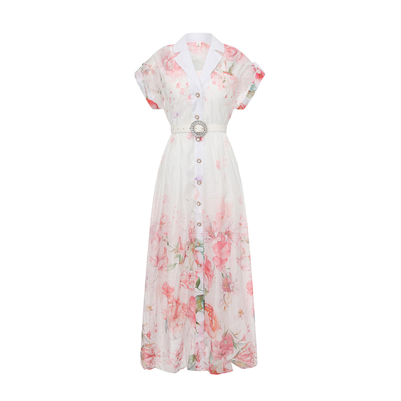 Painting flowers spring and summer long dress