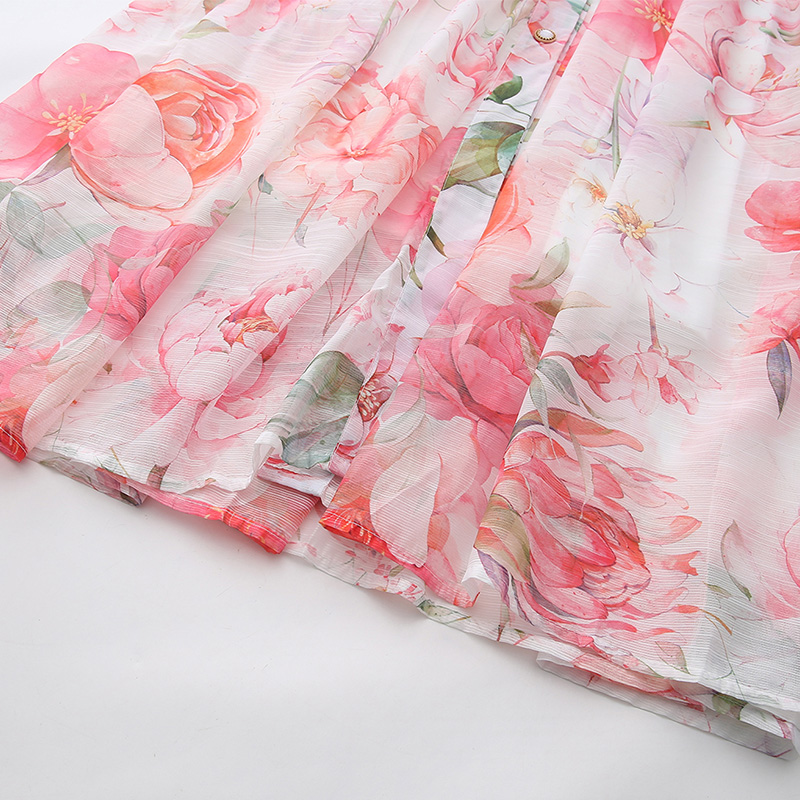 Painting flowers spring and summer long dress