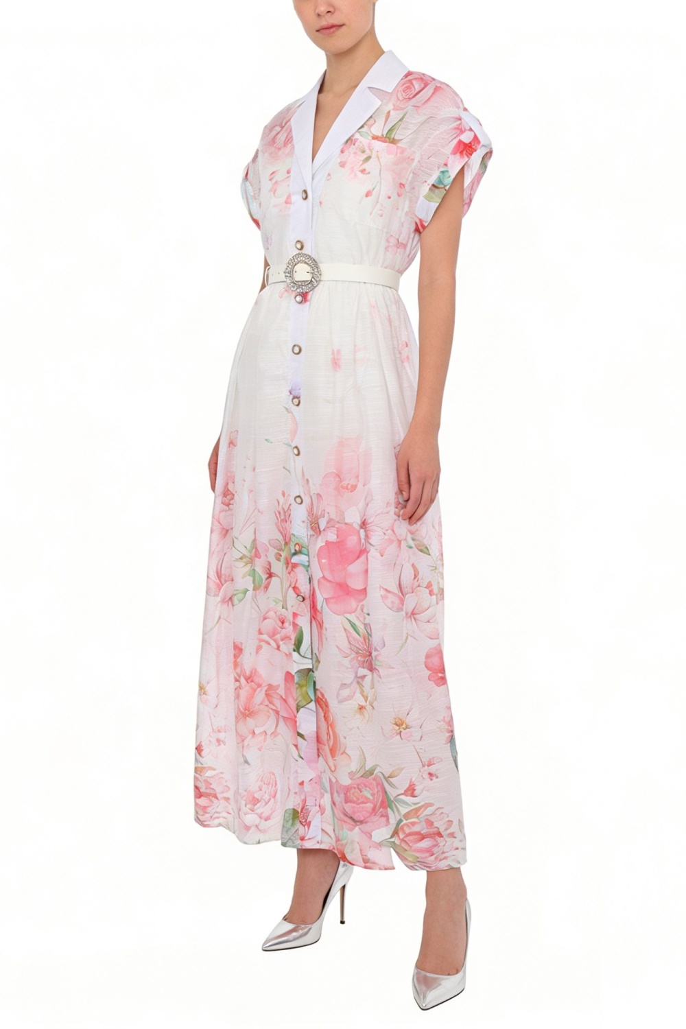 Painting flowers spring and summer long dress