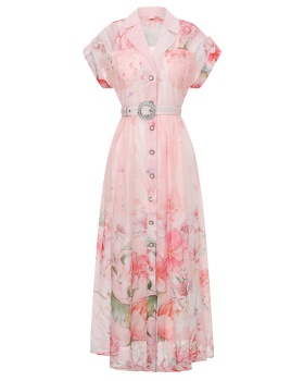 Flowers spring and summer painting long dress