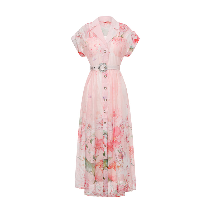 Flowers spring and summer painting long dress