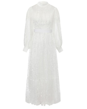 Spring embroidery long gauze dress
