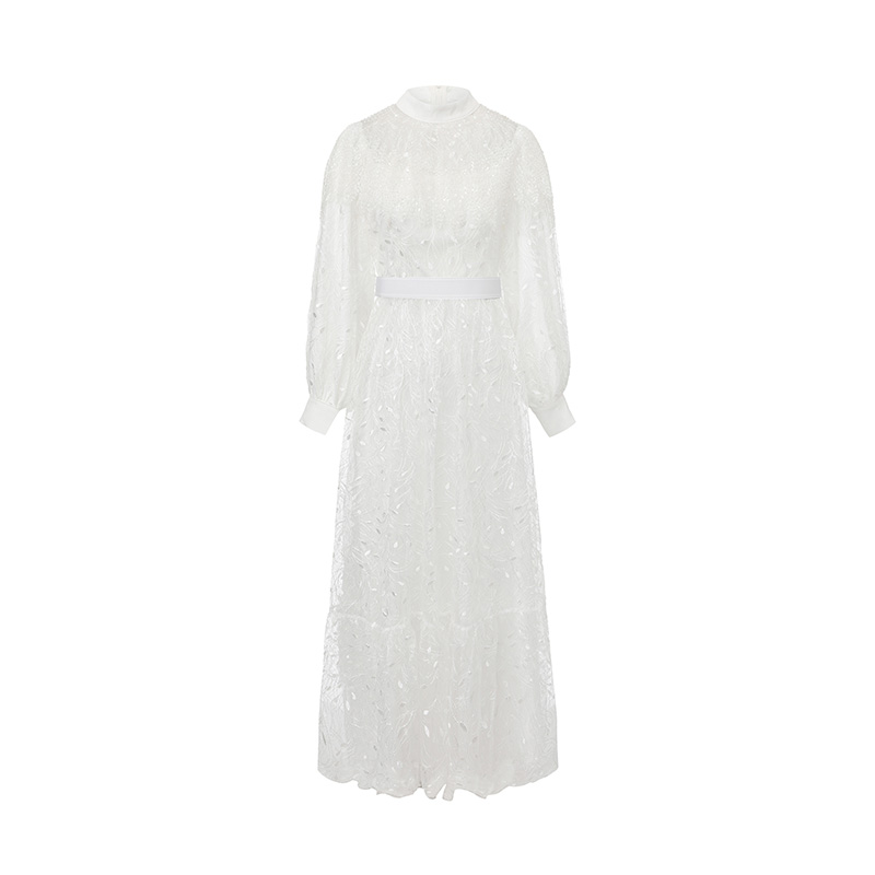 Spring embroidery long gauze dress