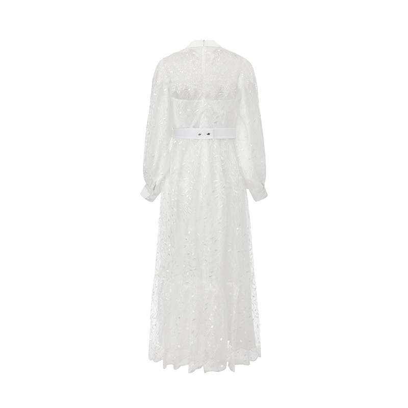 Spring embroidery long gauze dress