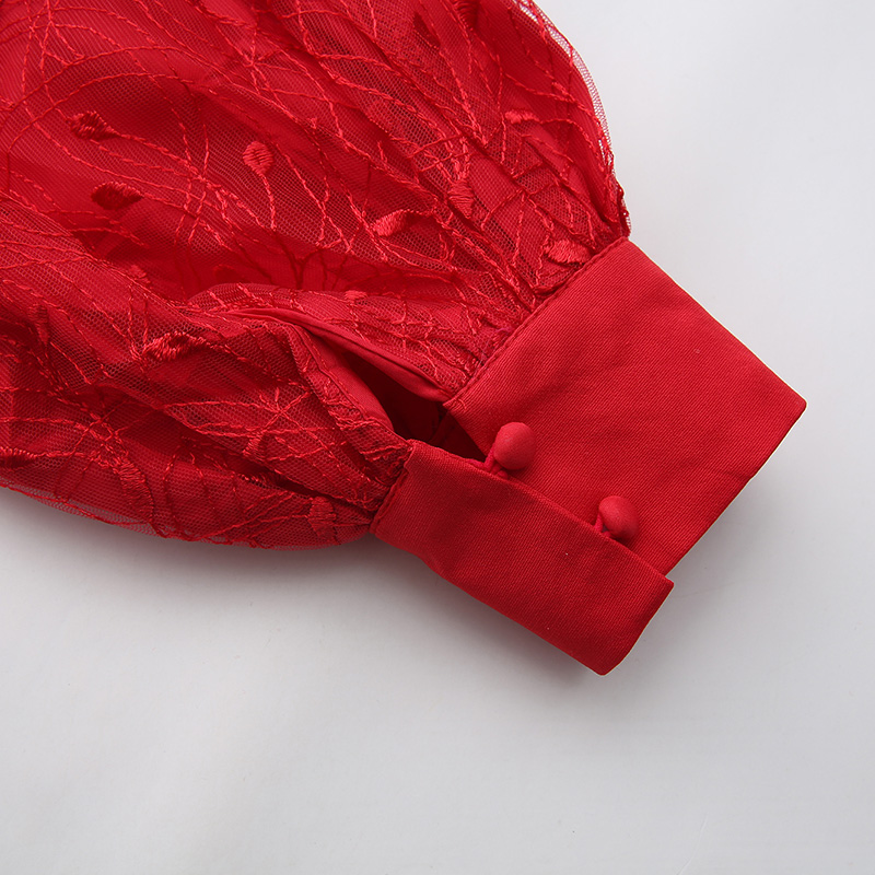 Embroidery long gauze spring dress