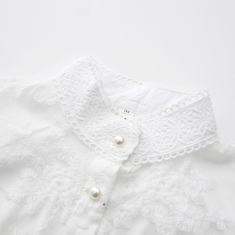 Lace spring splice cstand collar long dress