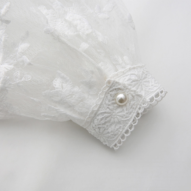 Lace spring splice cstand collar long dress