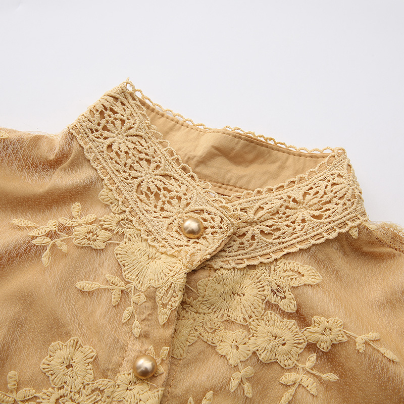 Cstand collar splice spring lace long dress