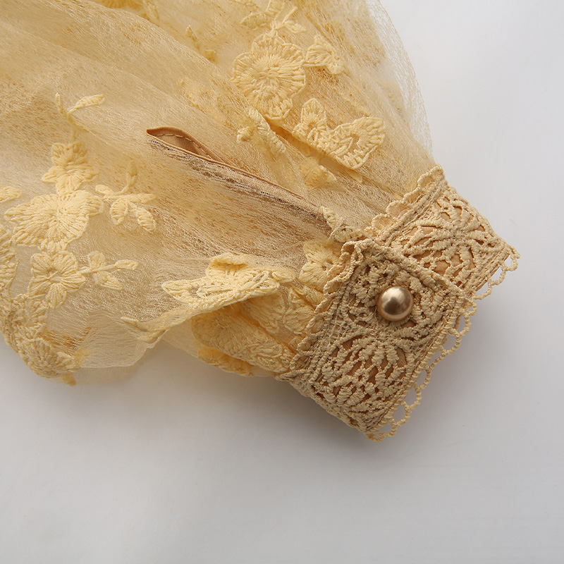 Cstand collar splice spring lace long dress