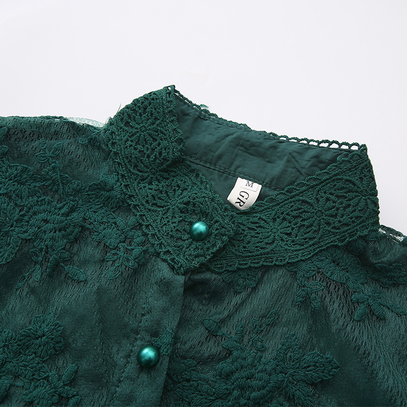 Spring lace long cstand collar splice dress