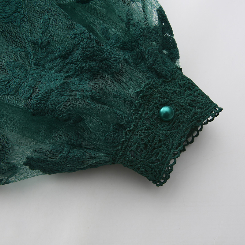 Spring lace long cstand collar splice dress