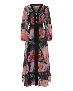 Painting flowers long spring and summer dress