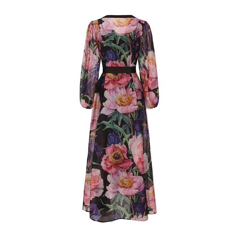 Painting flowers long spring and summer dress