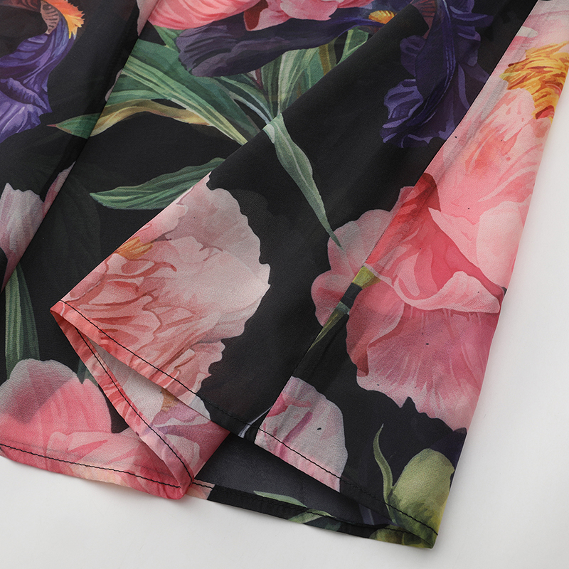 Painting flowers long spring and summer dress