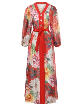 Flowers long spring and summer painting dress