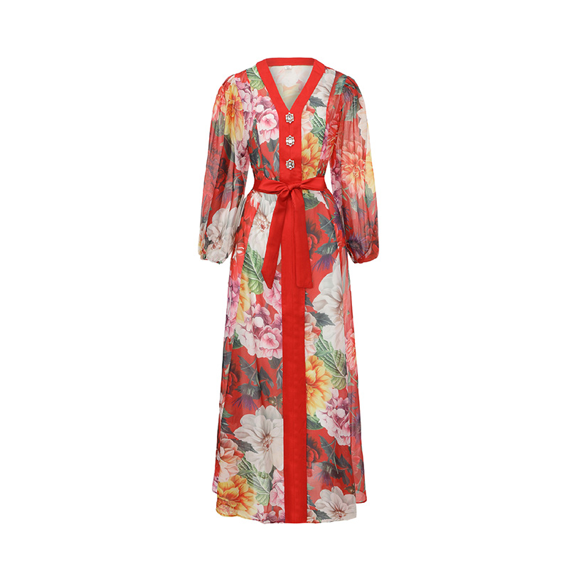 Flowers long spring and summer painting dress