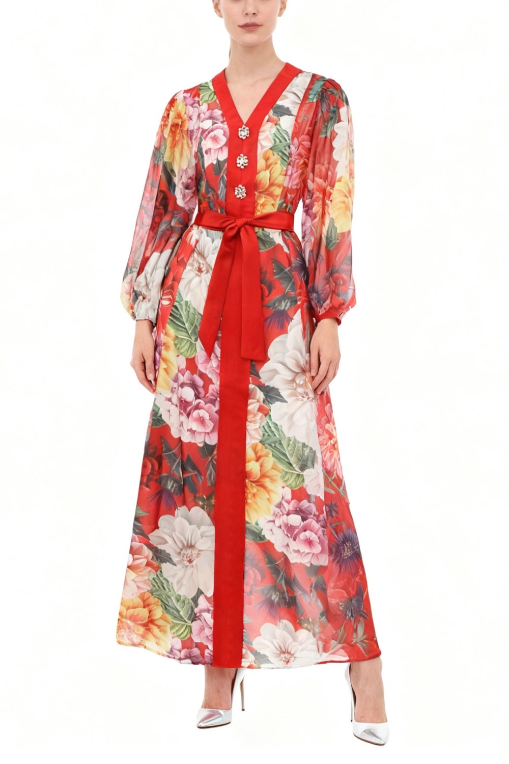 Flowers long spring and summer painting dress