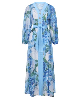 Painting flowers long spring and summer dress