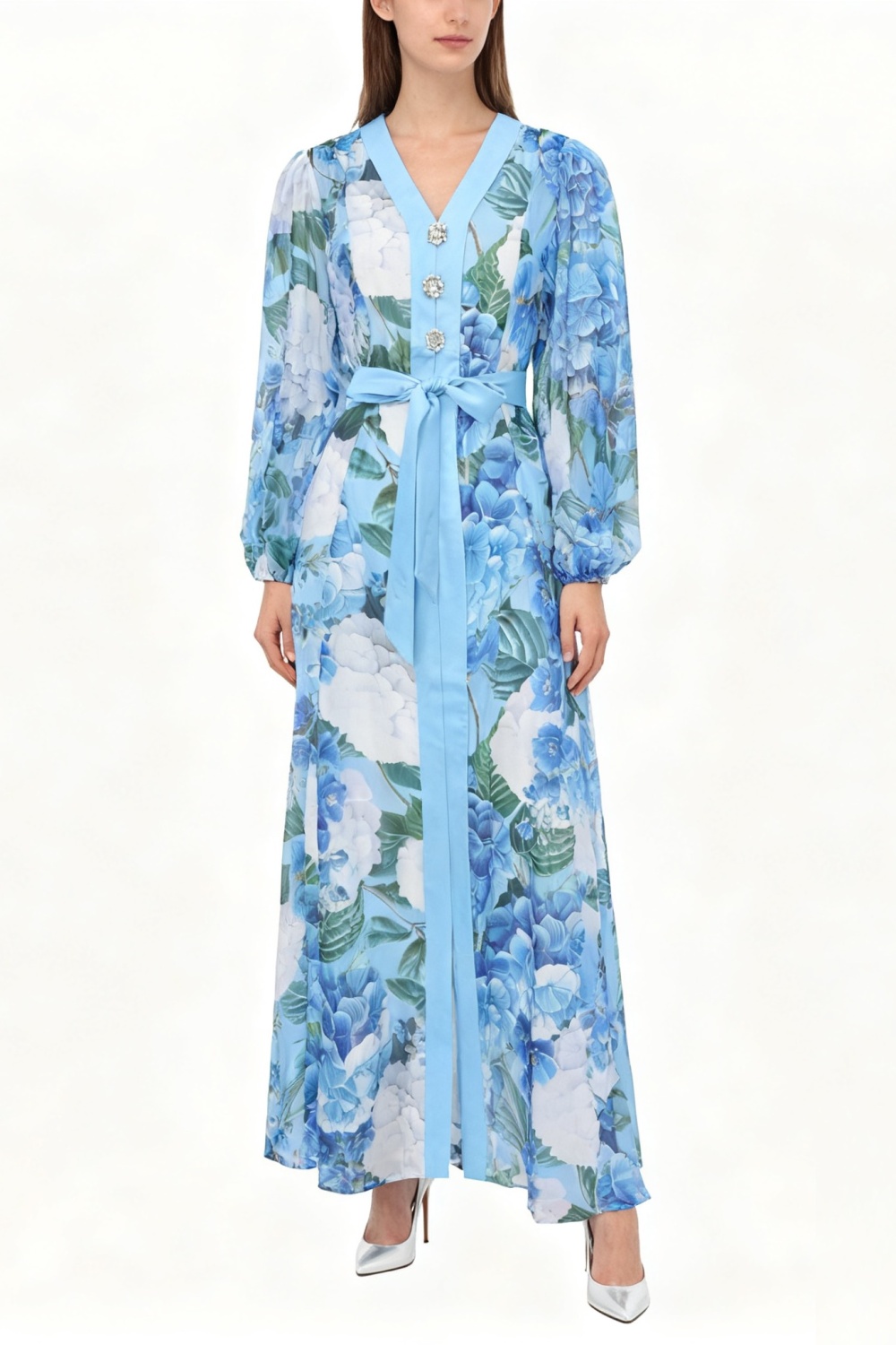 Painting flowers long spring and summer dress