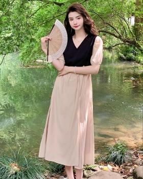 Summer slim dress short sleeve fat long dress for women