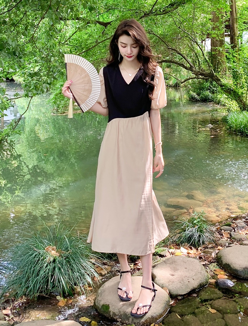 Summer slim dress short sleeve fat long dress for women