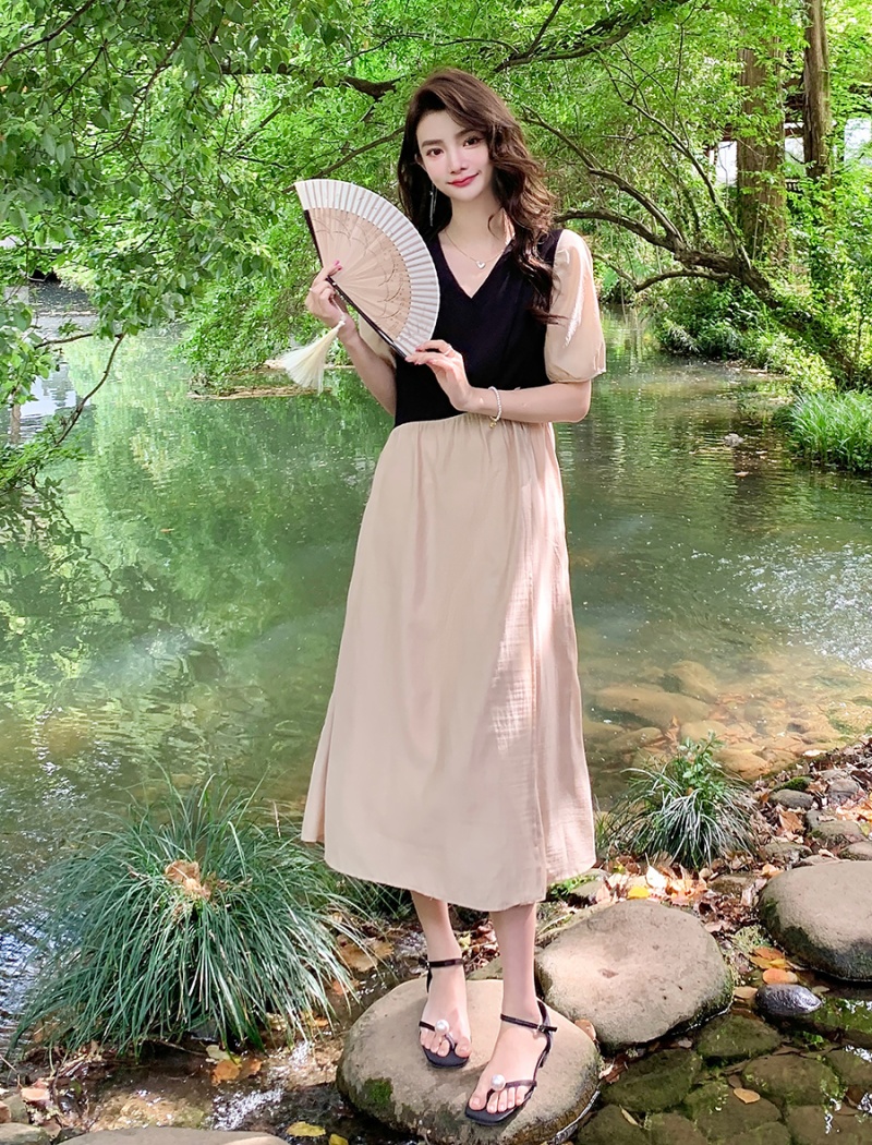 Summer slim dress short sleeve fat long dress for women