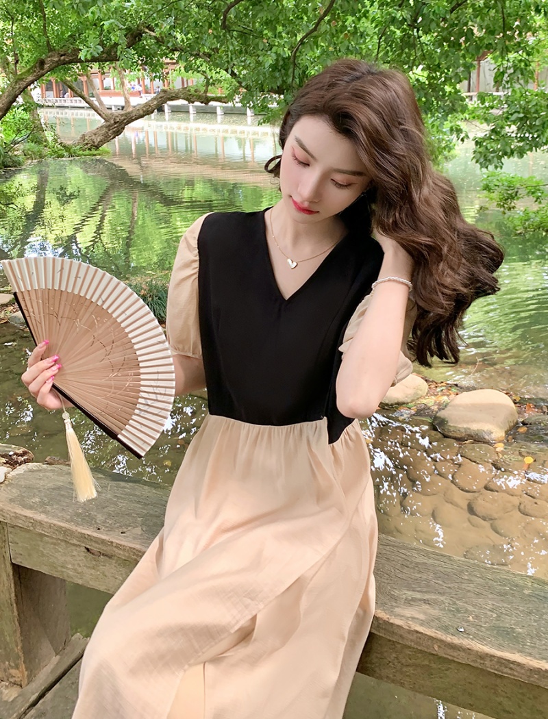 Summer slim dress short sleeve fat long dress for women