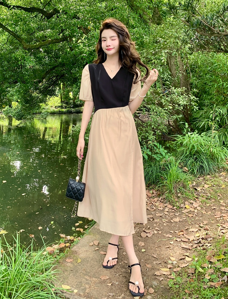 Summer slim dress short sleeve fat long dress for women