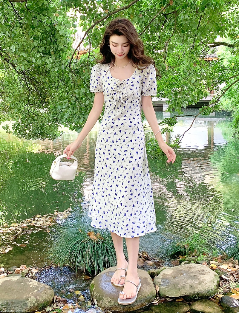 Fat summer floral long slim dress for women