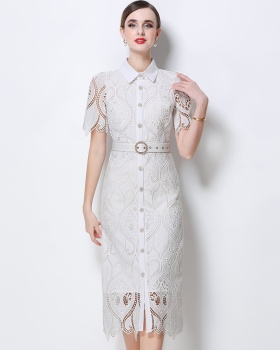 Embroidery niche dress ladies lace long dress
