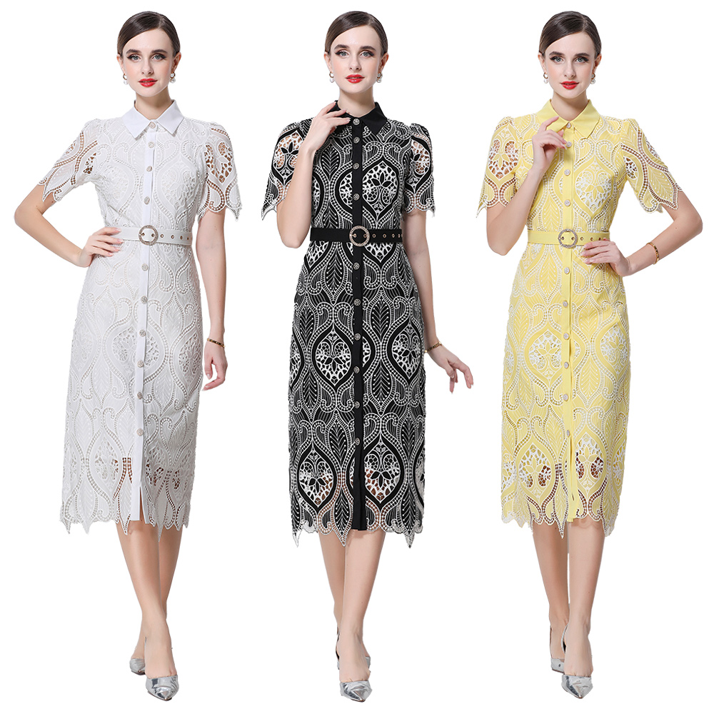 Embroidery niche dress ladies lace long dress