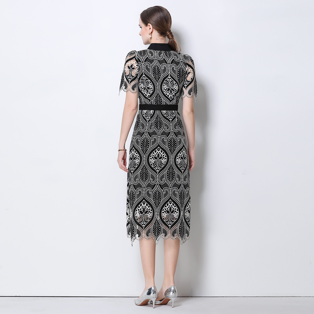 Embroidery niche dress ladies lace long dress