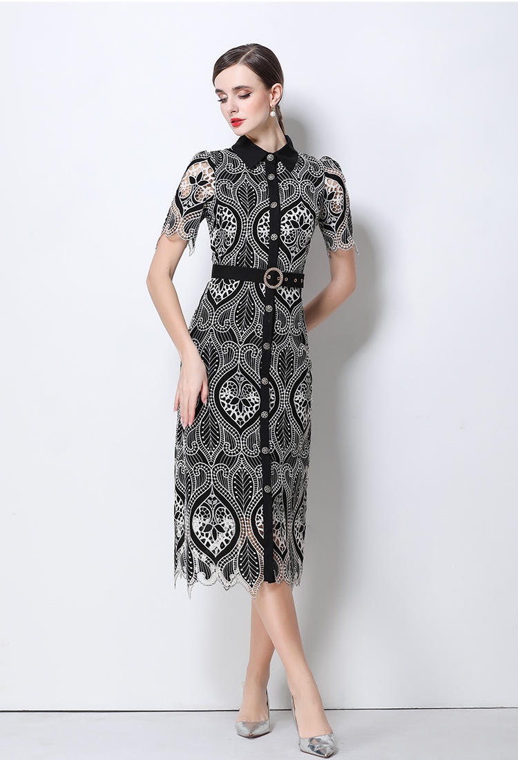 Embroidery niche dress ladies lace long dress