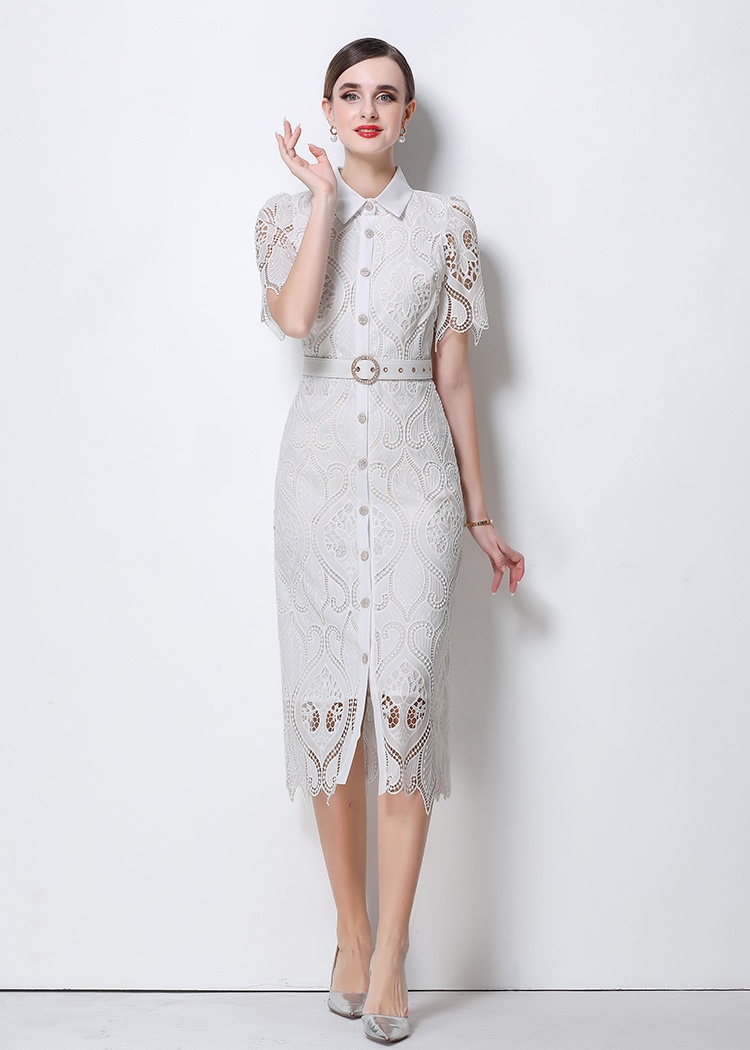 Embroidery niche dress ladies lace long dress