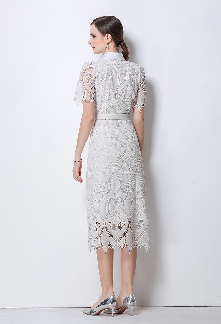 Embroidery niche dress ladies lace long dress