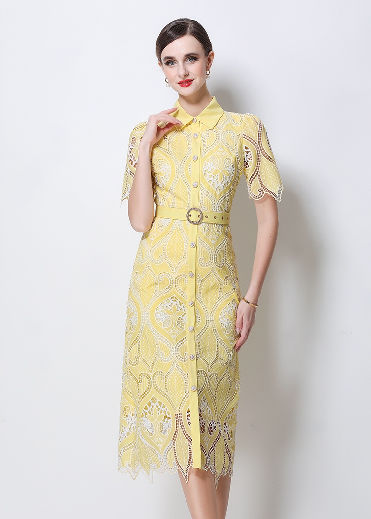 Embroidery niche dress ladies lace long dress