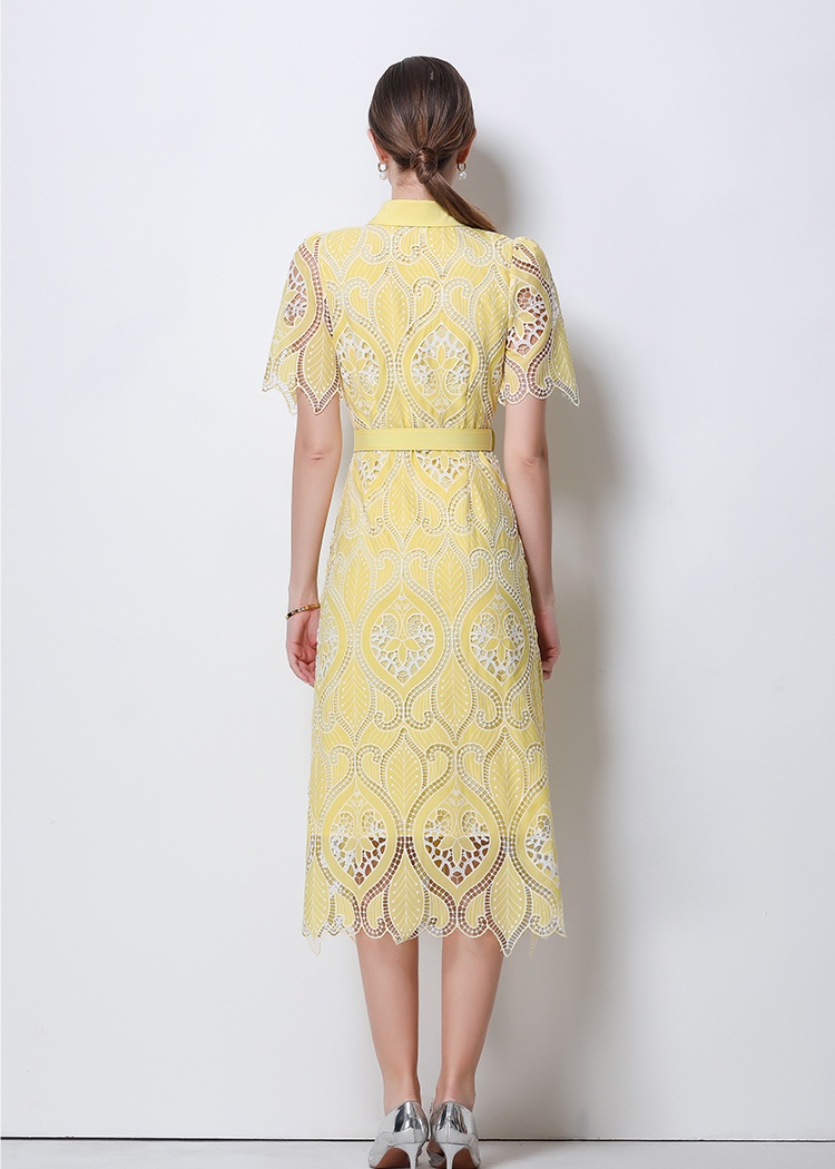 Embroidery niche dress ladies lace long dress