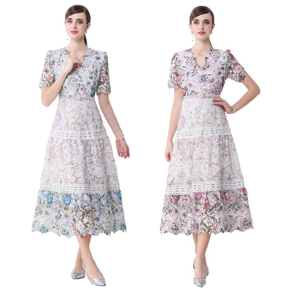 Retro crochet dress big skirt long dress for women