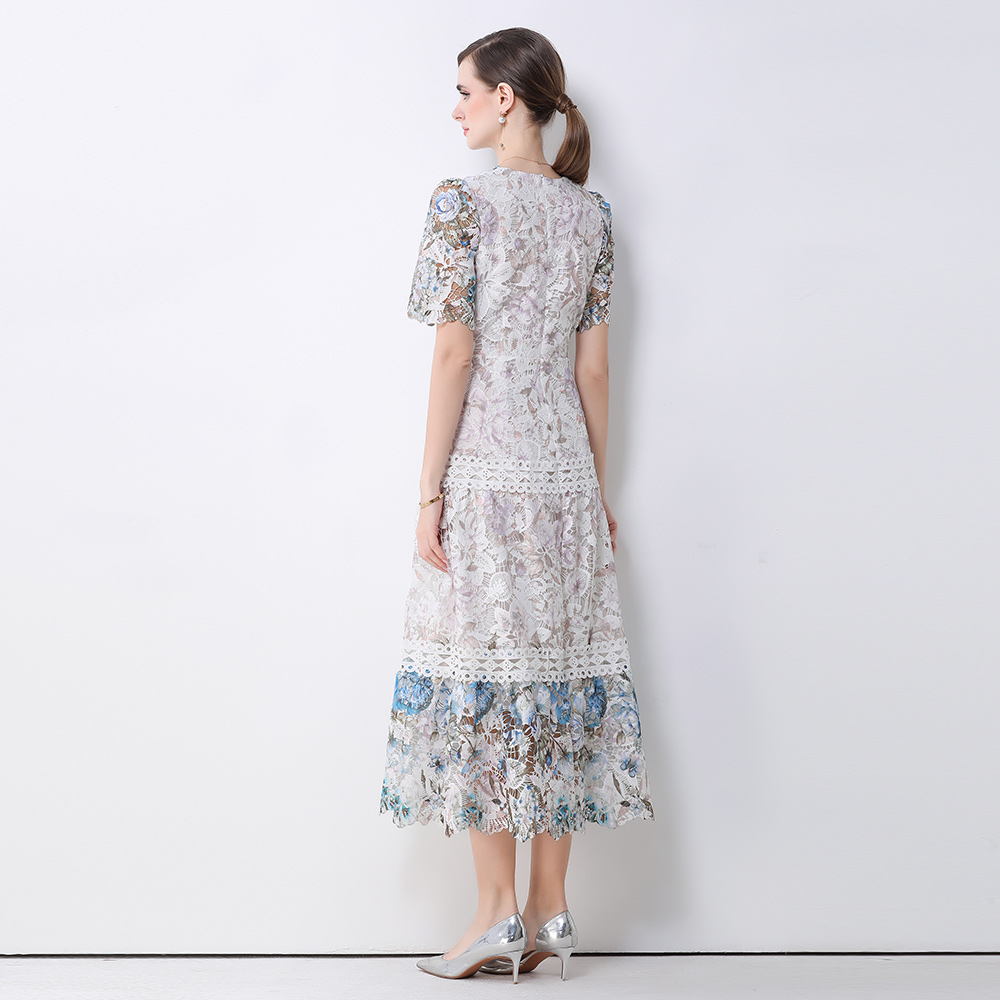 Retro crochet dress big skirt long dress for women