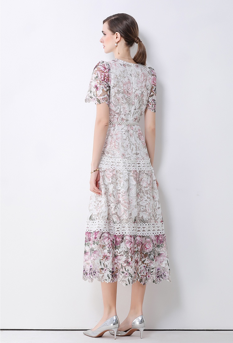 Retro crochet dress big skirt long dress for women