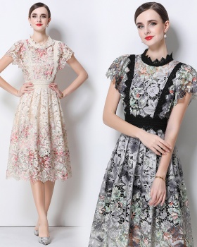 Lace crochet long dress hollow dress for women