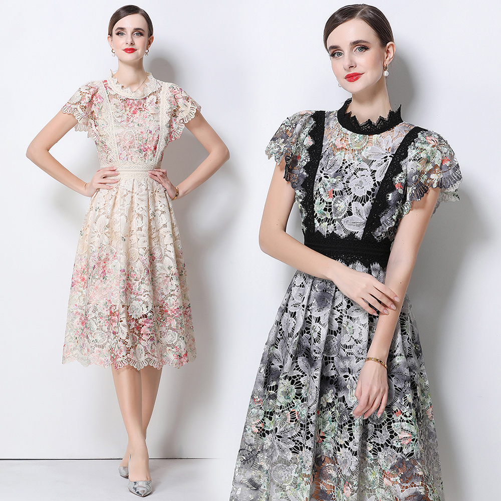 Lace crochet long dress hollow dress for women