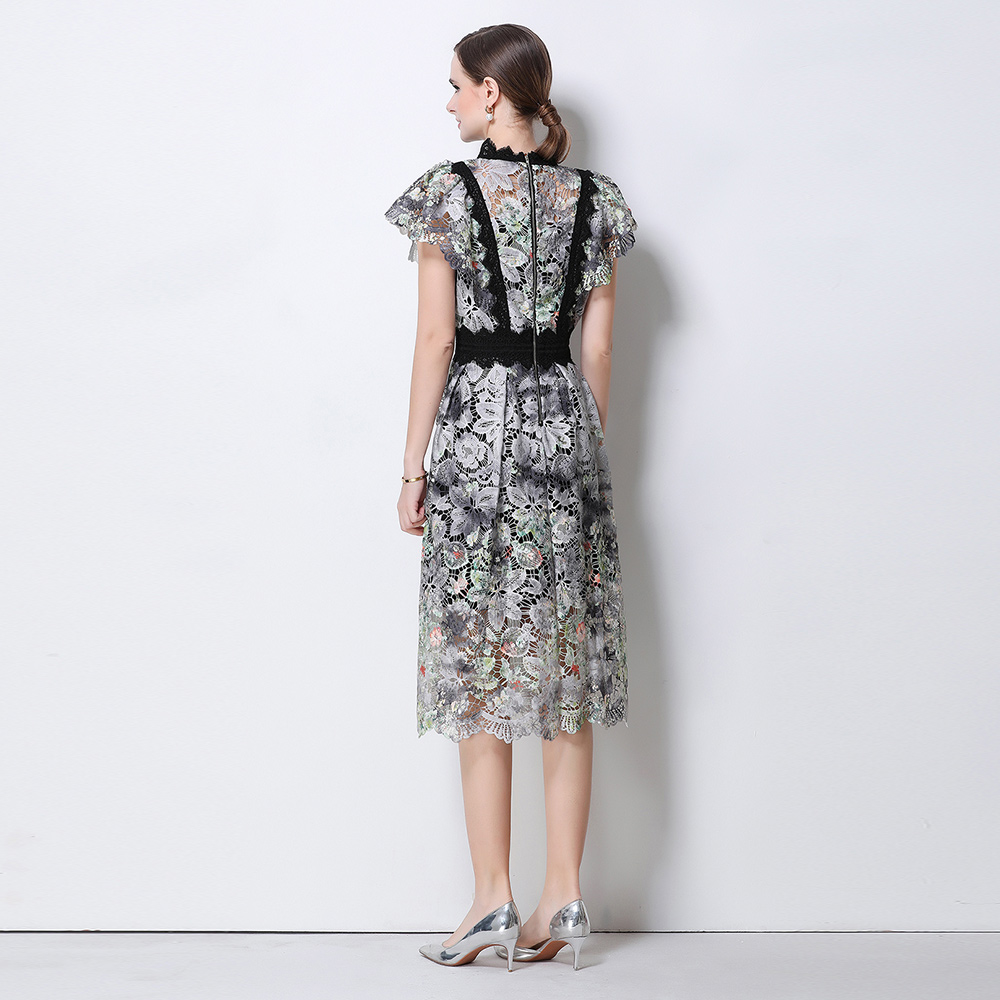 Lace crochet long dress hollow dress for women