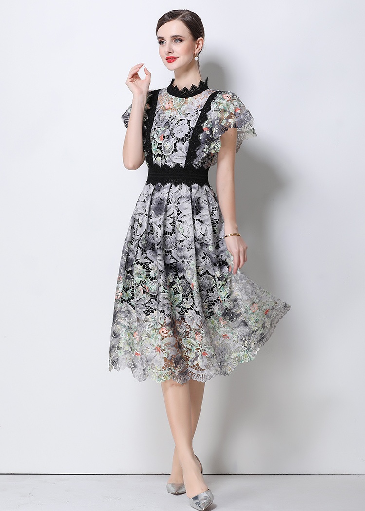 Lace crochet long dress hollow dress for women