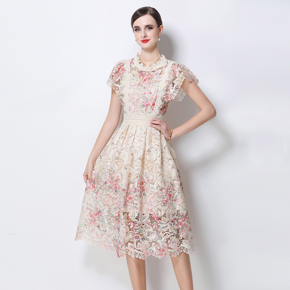 Lace crochet long dress hollow dress for women