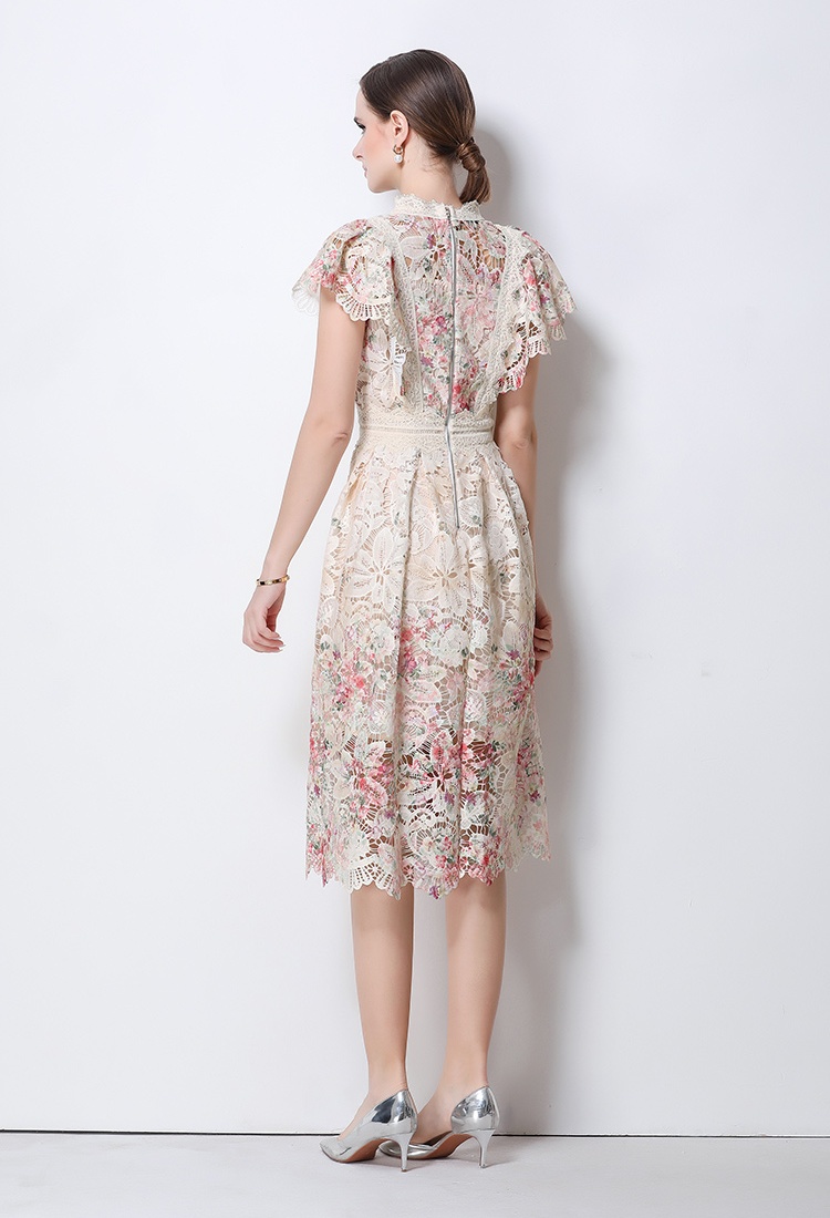 Lace crochet long dress hollow dress for women