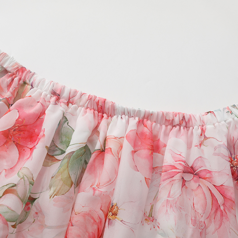 Horizontal collar pinched waist dress chiffon beach dress