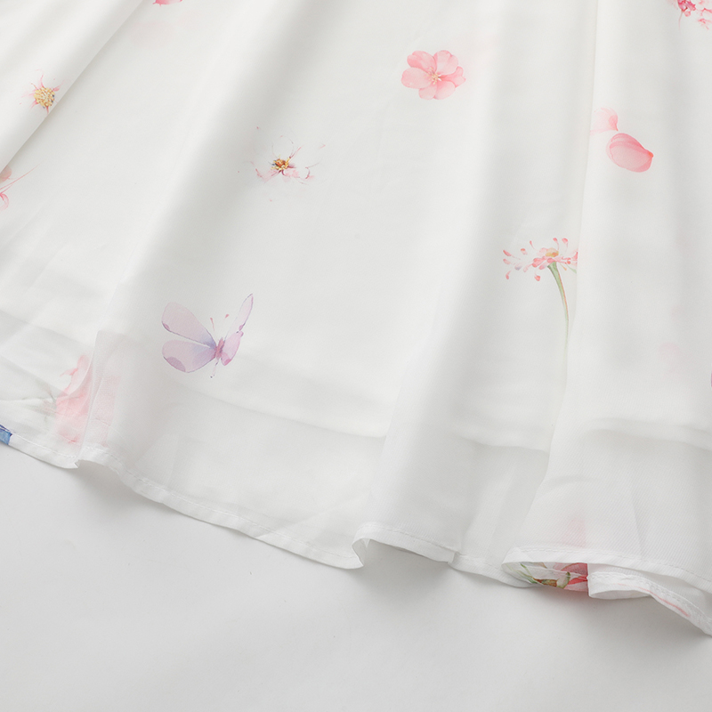 Horizontal collar pinched waist dress chiffon beach dress