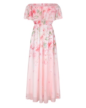 Pinched waist horizontal collar dress split beach dress